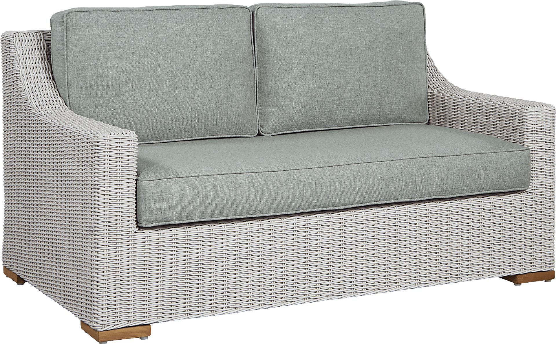 Patmos Gray Outdoor Loveseat with Moss Cushions - Image 2