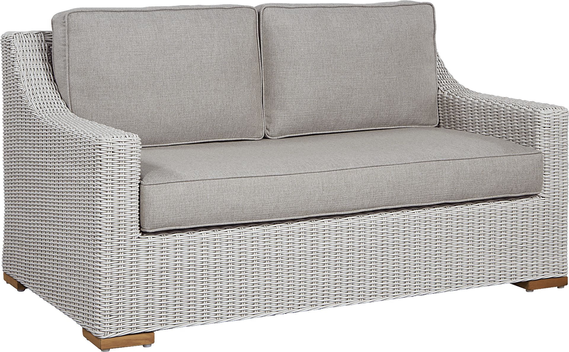 Patmos Gray Outdoor Loveseat with Mushroom Cushions - Image 2