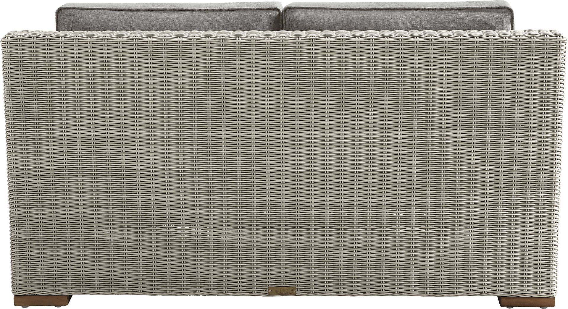 Patmos Gray Outdoor Loveseat with Mushroom Cushions - Image 3