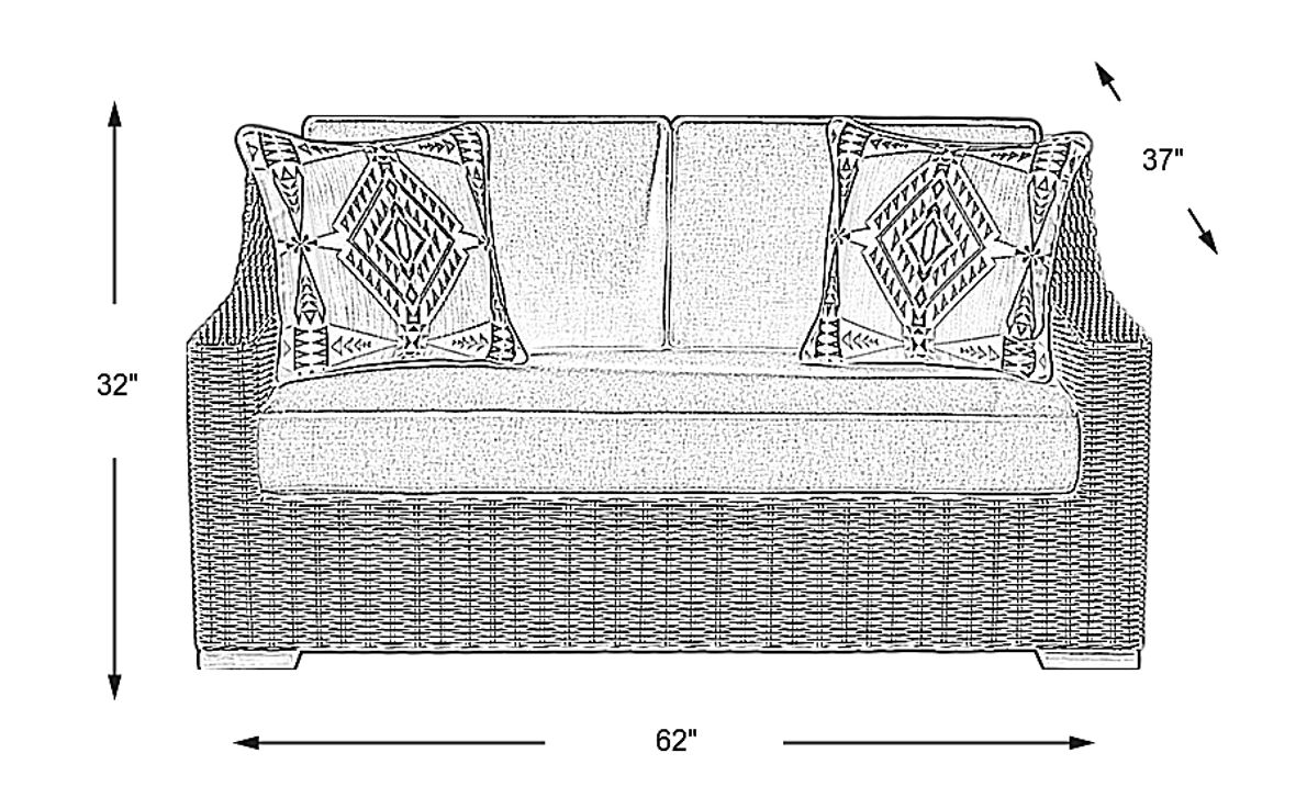 Patmos Gray Outdoor Loveseat with Mushroom Cushions