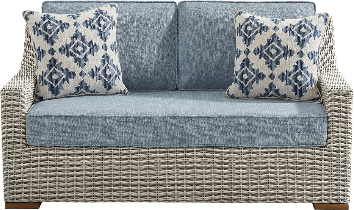 Patmos Gray Outdoor Loveseat with Steel Cushions