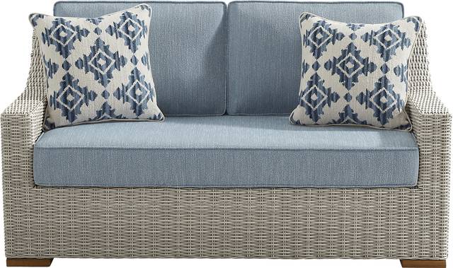 Patmos Gray 4 Pc Outdoor Loveseat Seating Set with Steel Cushions - Thumbnail - Image 2