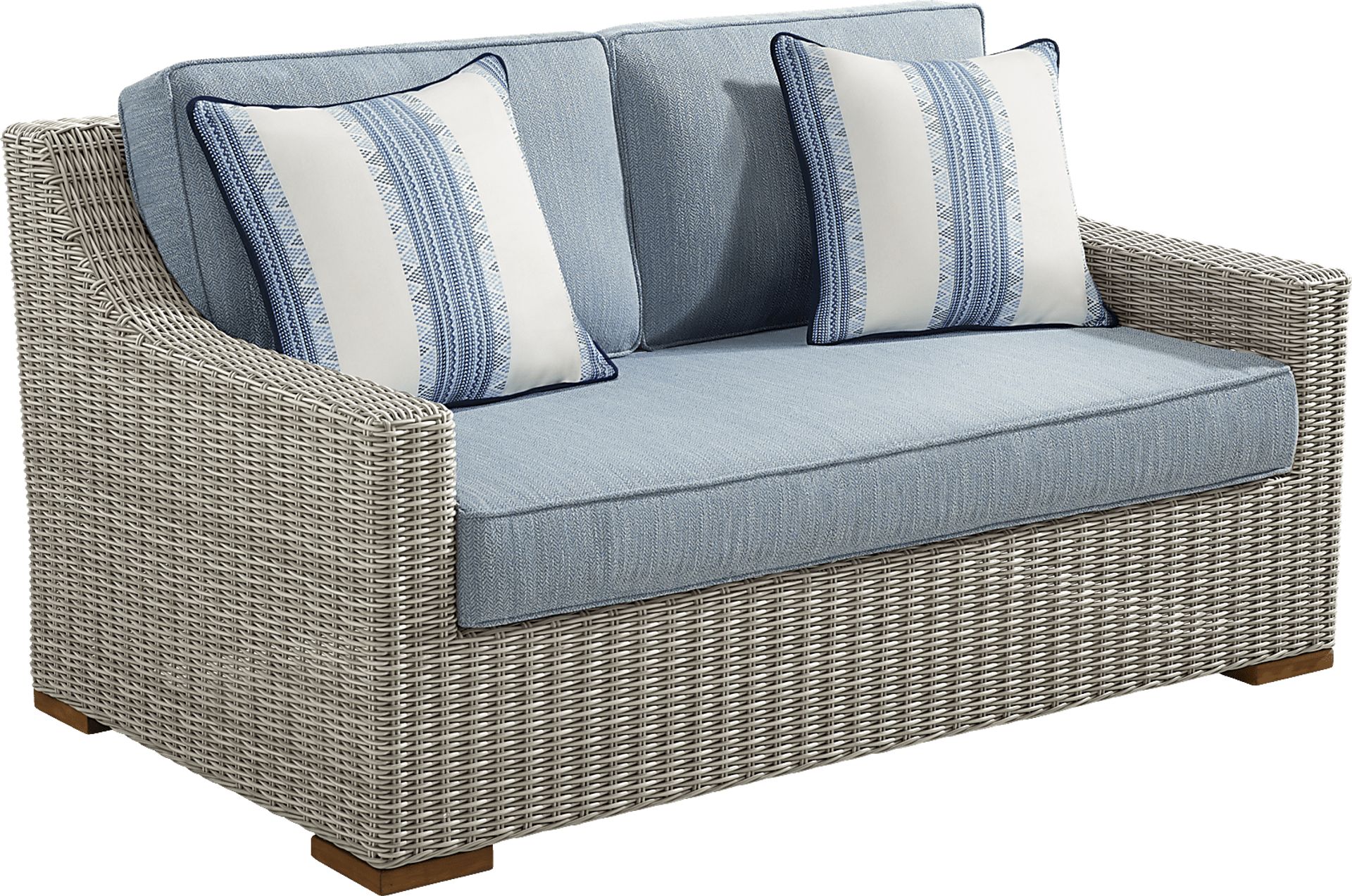 Patmos Gray 4 Pc Outdoor Loveseat Seating Set with Steel Cushions - Image 3