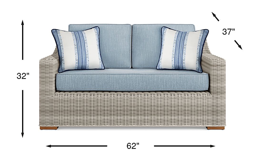 Patmos Gray Outdoor Loveseat with Steel Cushions