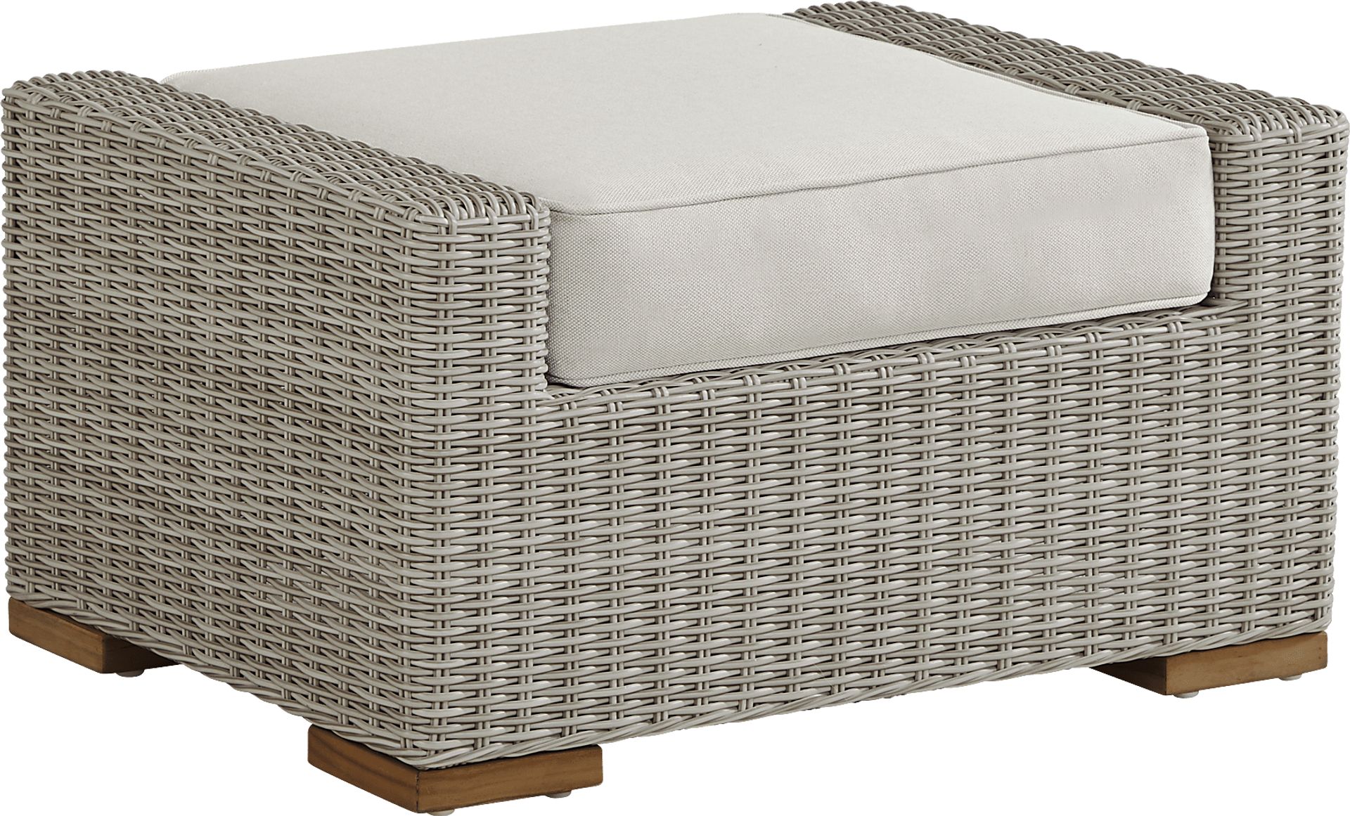 Patmos Gray Outdoor Ottoman with Linen Cushion - Image 1