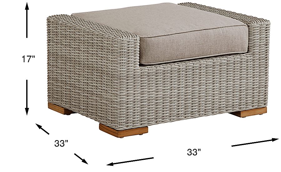 Patmos Gray Outdoor Ottoman - Thumbnail 2