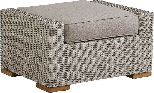 Patmos Gray Outdoor Ottoman with Mushroom Cushion