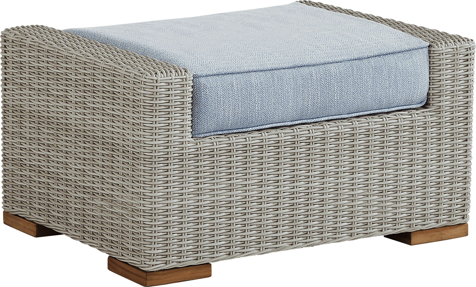 Patmos Gray Outdoor Ottoman with Steel Cushion - Image 1