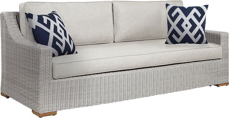 Patmos Gray Outdoor Sofa with Linen Cushions