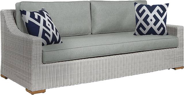 Patmos Gray Outdoor Sofa with Moss Cushions - Thumbnail - Image 1