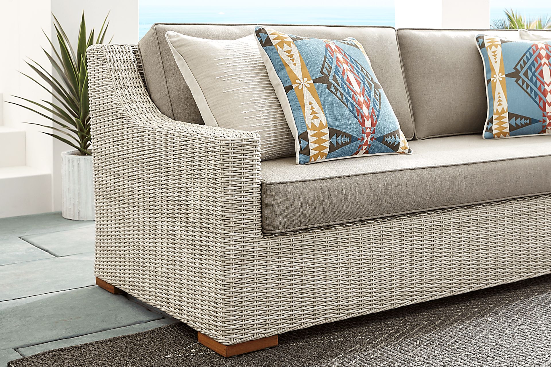 Patmos Gray 4 Pc Outdoor Sofa Seating Set with Mushroom Cushions - Image 5