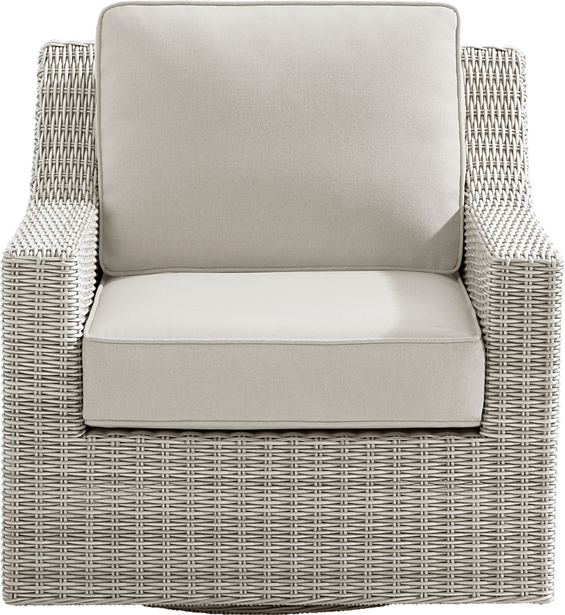 Patmos Gray Outdoor Swivel Rocker Chair with Linen Cushions - Image 2