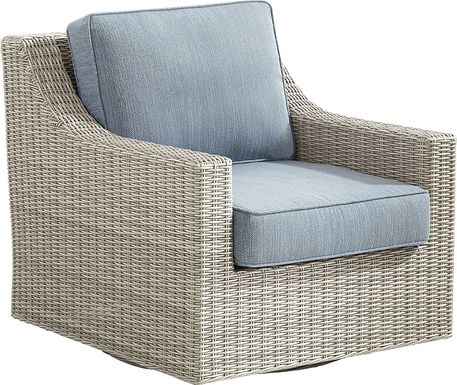 Patmos Gray Outdoor Swivel Rocker Chair with Steel Cushions