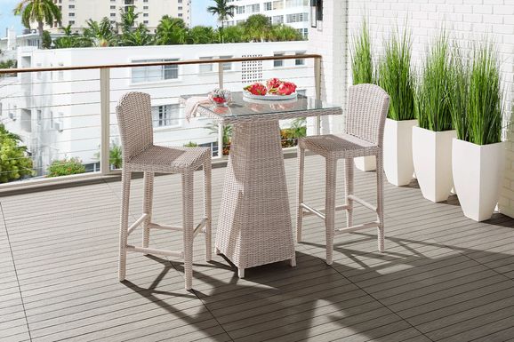 Patmos Gray Wicker 3 Pc 36 in. Square Bar Height Outdoor Dining Set