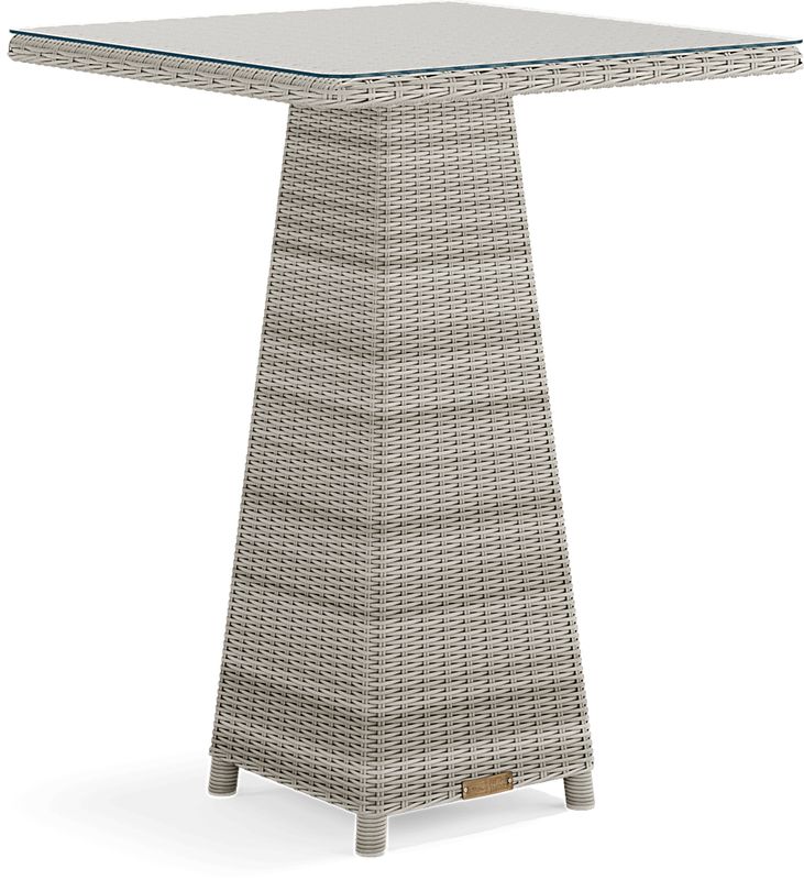Patmos Gray Wicker 36 in. Square Outdoor Bar Table