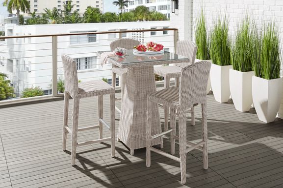 Patmos Gray Wicker 5 Pc 32 in. Square Bar Height Outdoor Dining Set