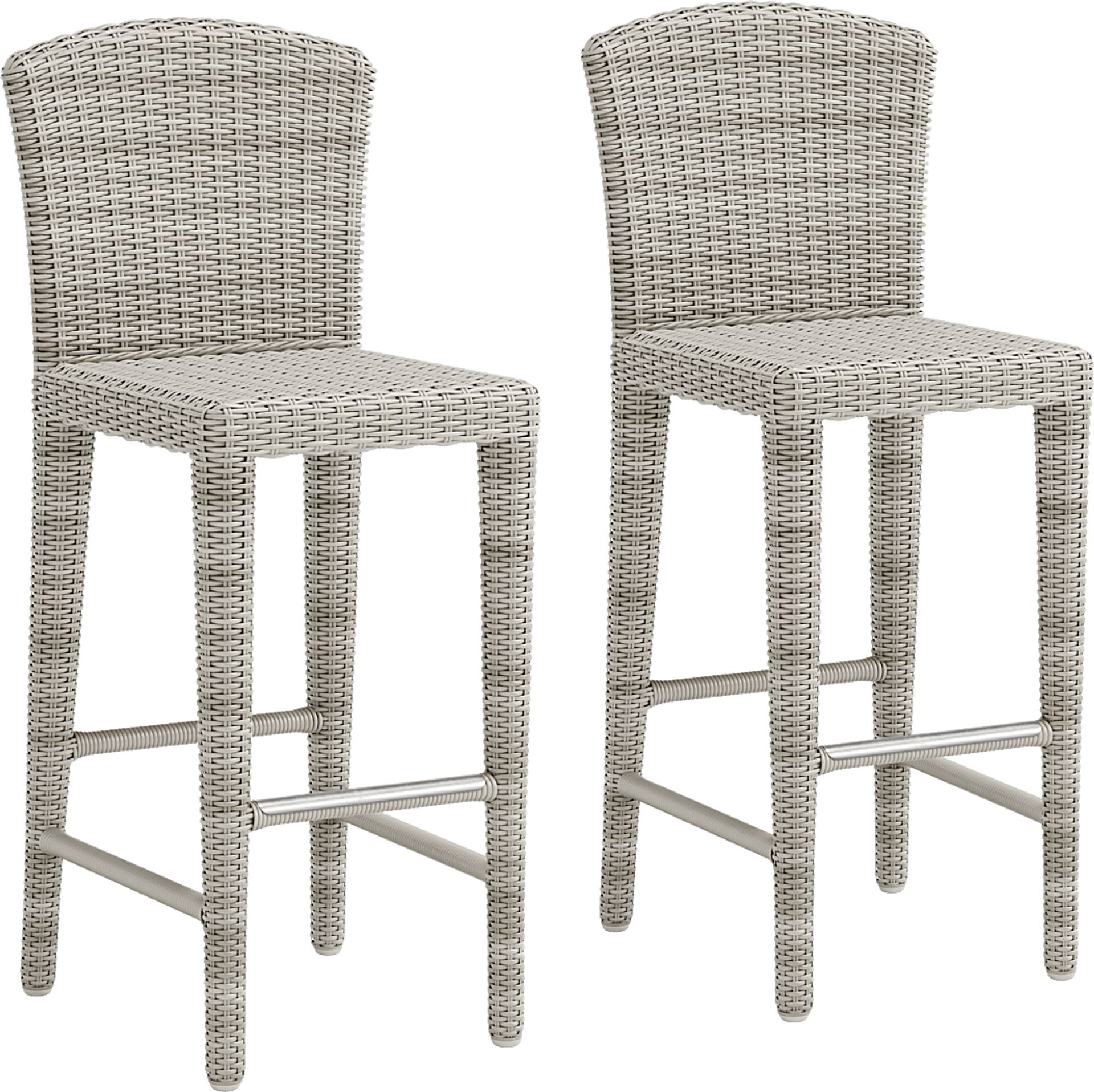 Patmos Gray Wicker Outdoor Barstool, Set of Two - Image 1