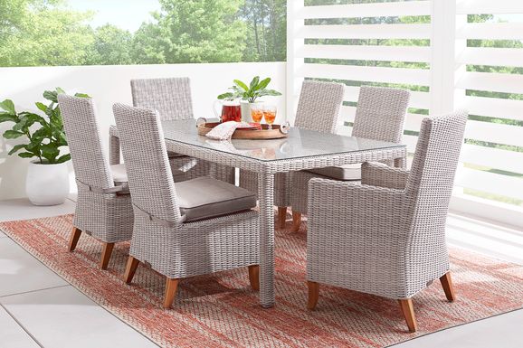 Patmos Gray Wicker Rectangle Outdoor Dining Table