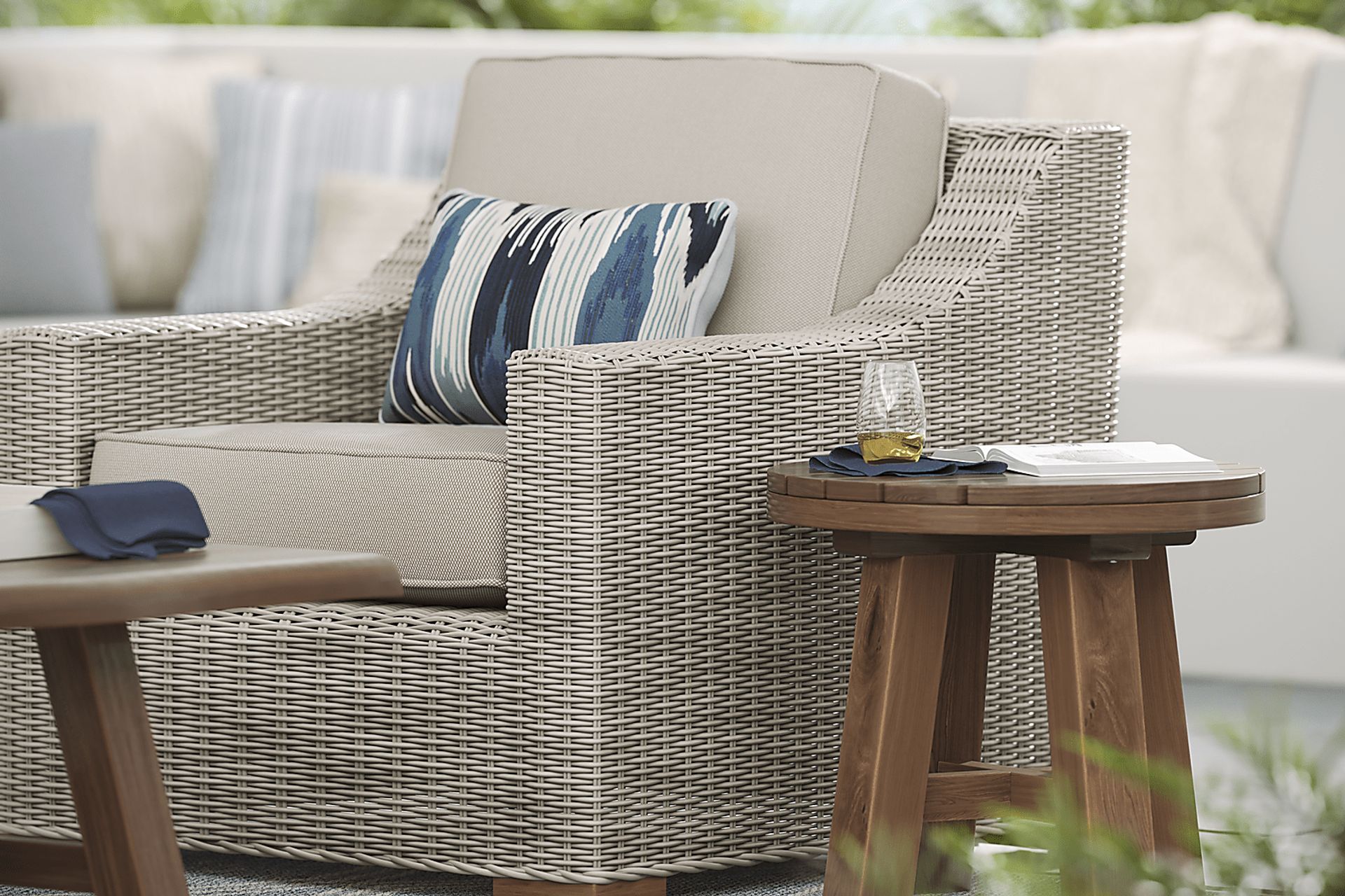 Patmos Gray 4 Pc Outdoor Sofa Seating Set with Linen Cushions - Image 7