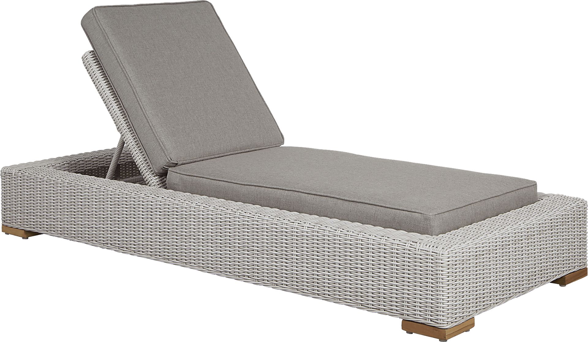 Patmos Gray Outdoor Chaise with Mushroom Cushions - Image 1