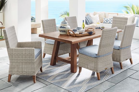 Patmos Tan 5 Pc 78 in. Rectangle Outdoor Dining Set With Steel Cushions