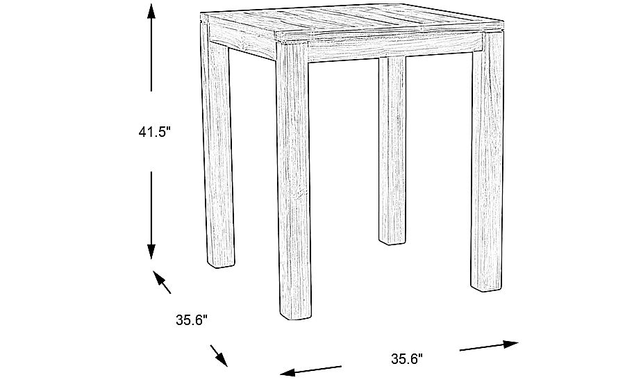Patmos Teak 36 in. Square Bar Height Dining Table Rooms To Go
