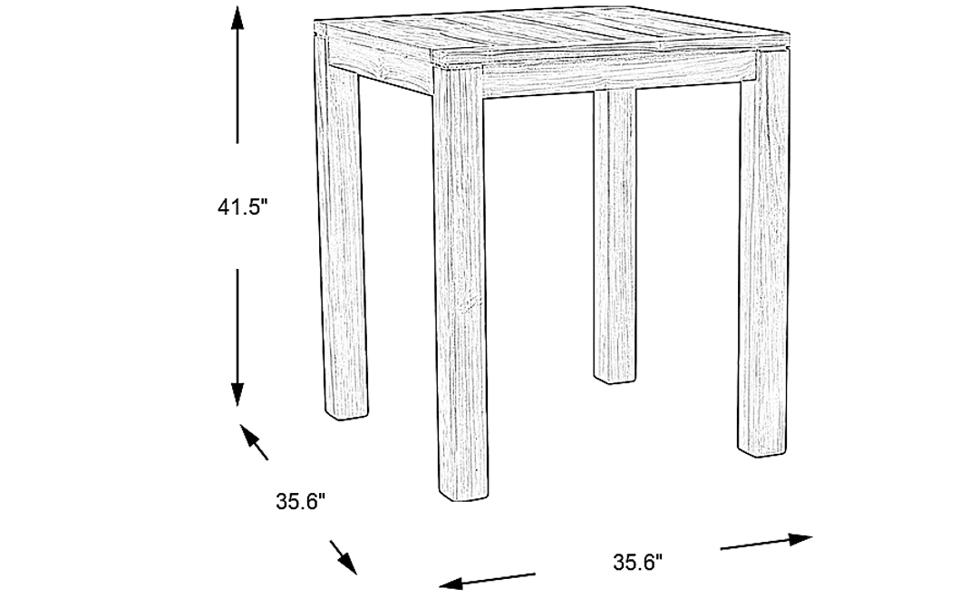 Patmos Teak 36 in. Square Bar Height Outdoor Dining Table