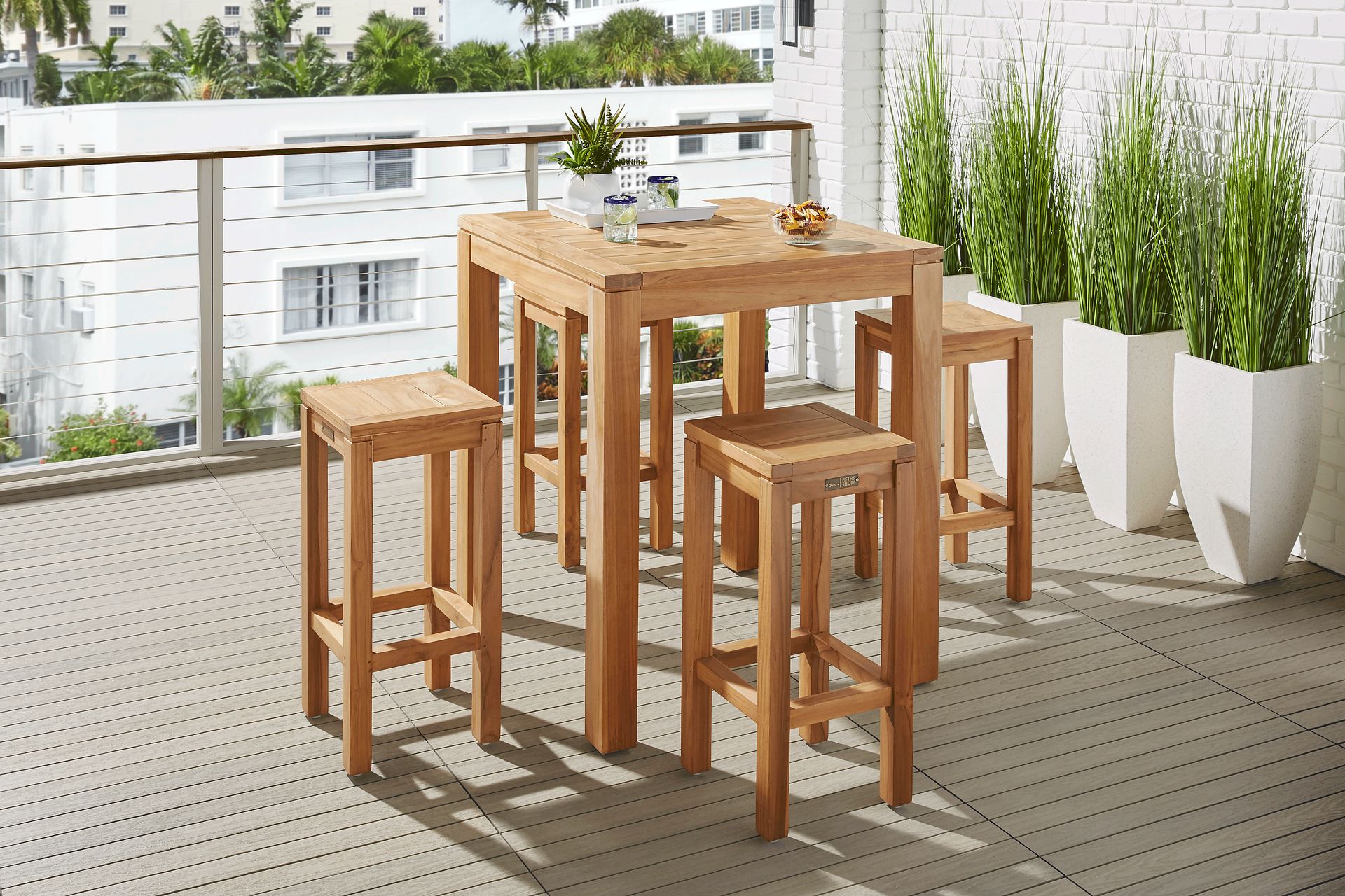 Patmos Teak 36 in. Square Bar Height Outdoor Dining Table - Image 2