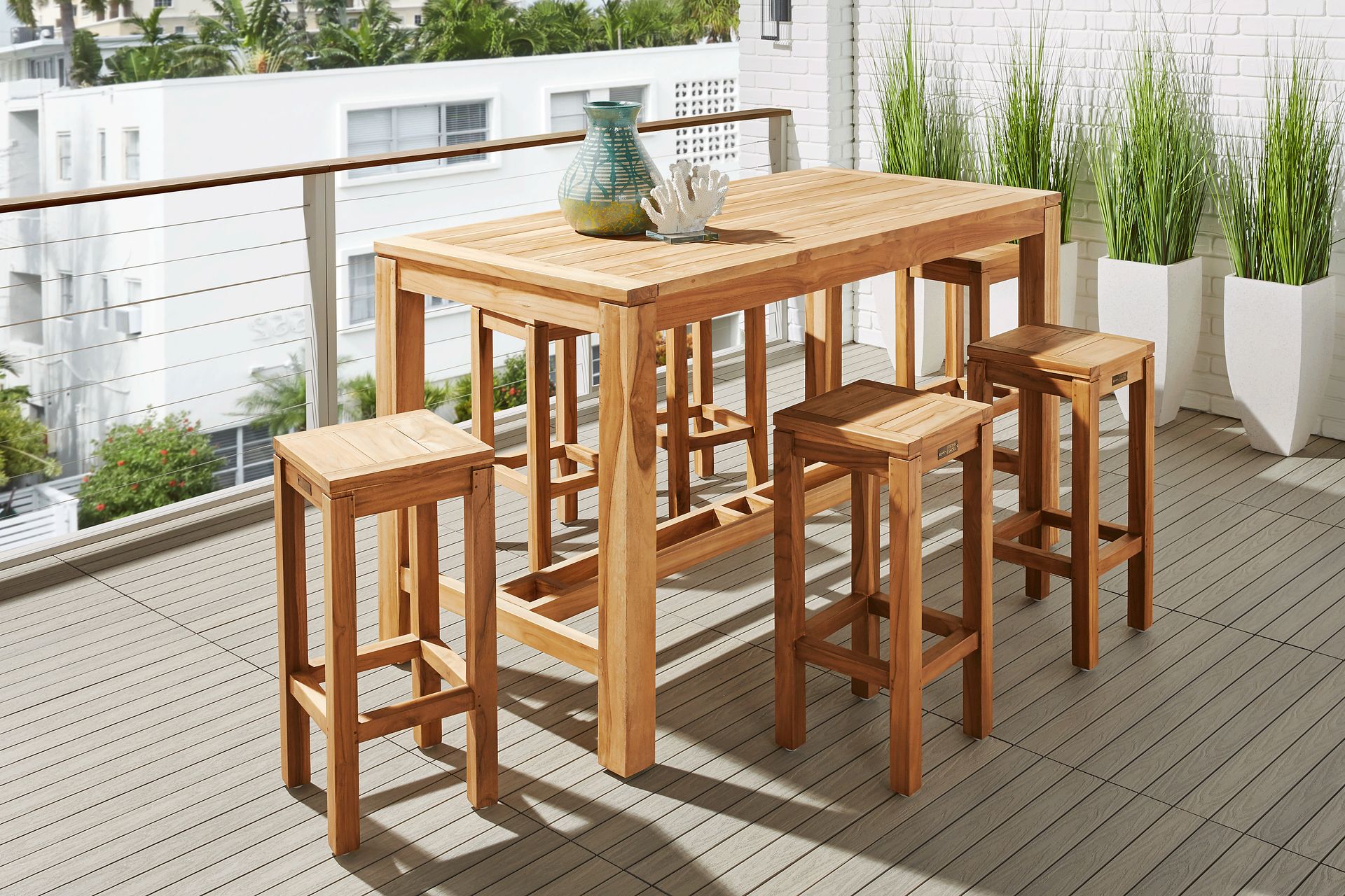 Patmos Teak 71 in. Rectangle Bar Height Outdoor Dining Table - Image 2