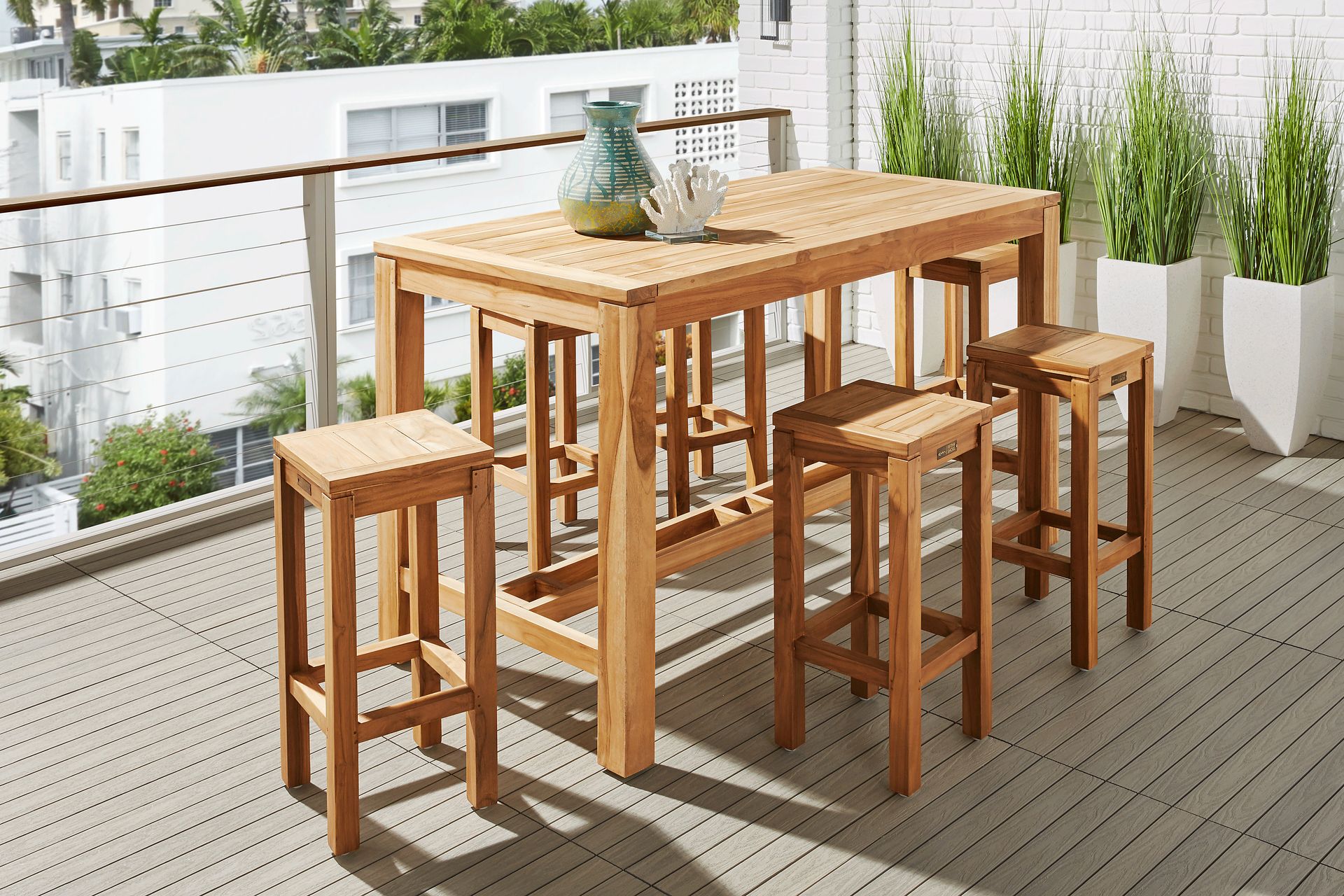 Patmos Teak 71 in. Rectangle Bar Height Outdoor Dining Table - Image 2