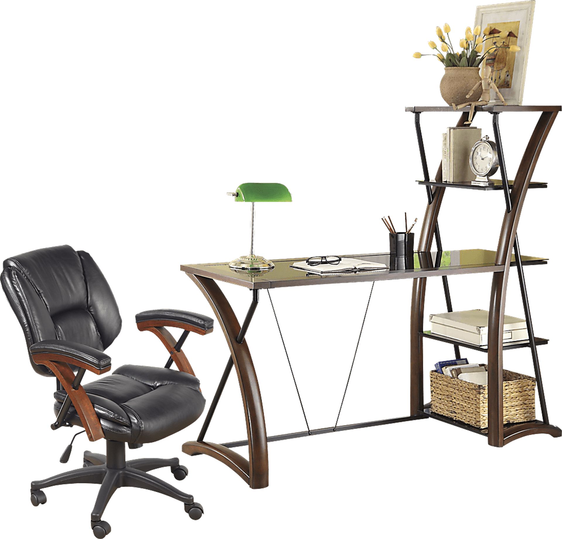 Patrick II Cherry Bookcase Desk and Chair - Image 1