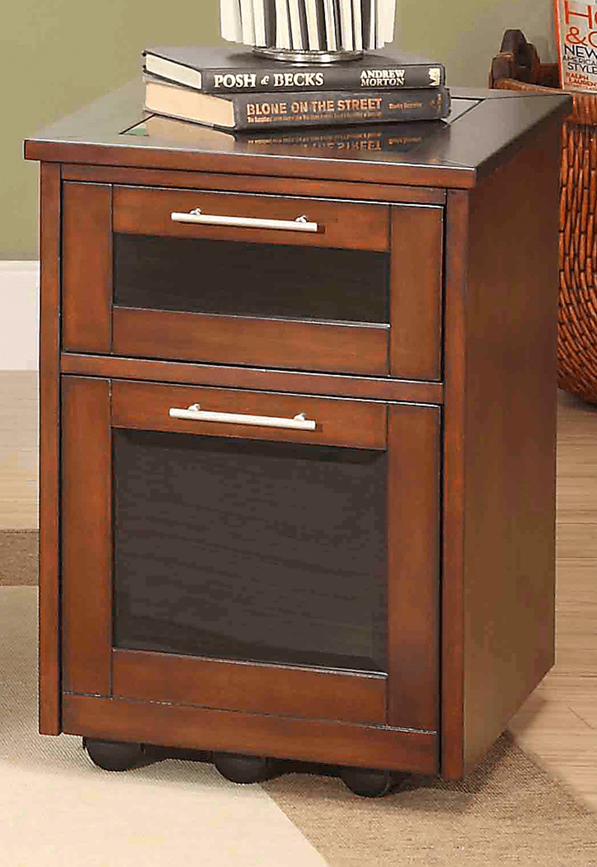 Patrick Cherry Rolling File Cabinet - Image 2