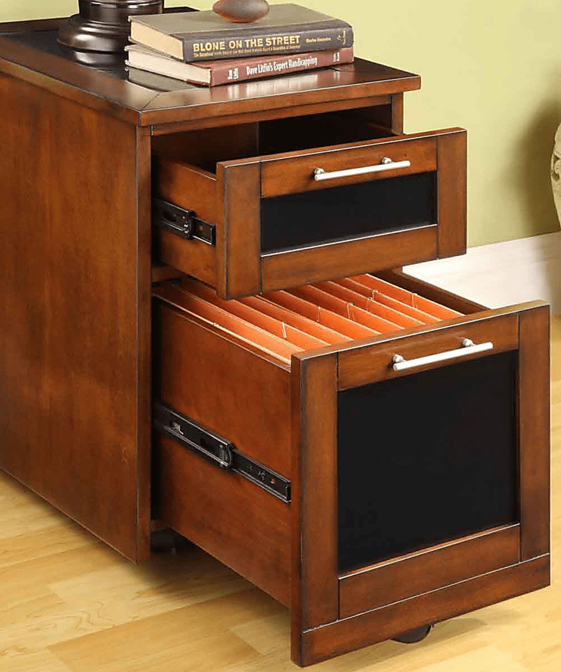 Patrick Cherry Rolling File Cabinet - Image 1