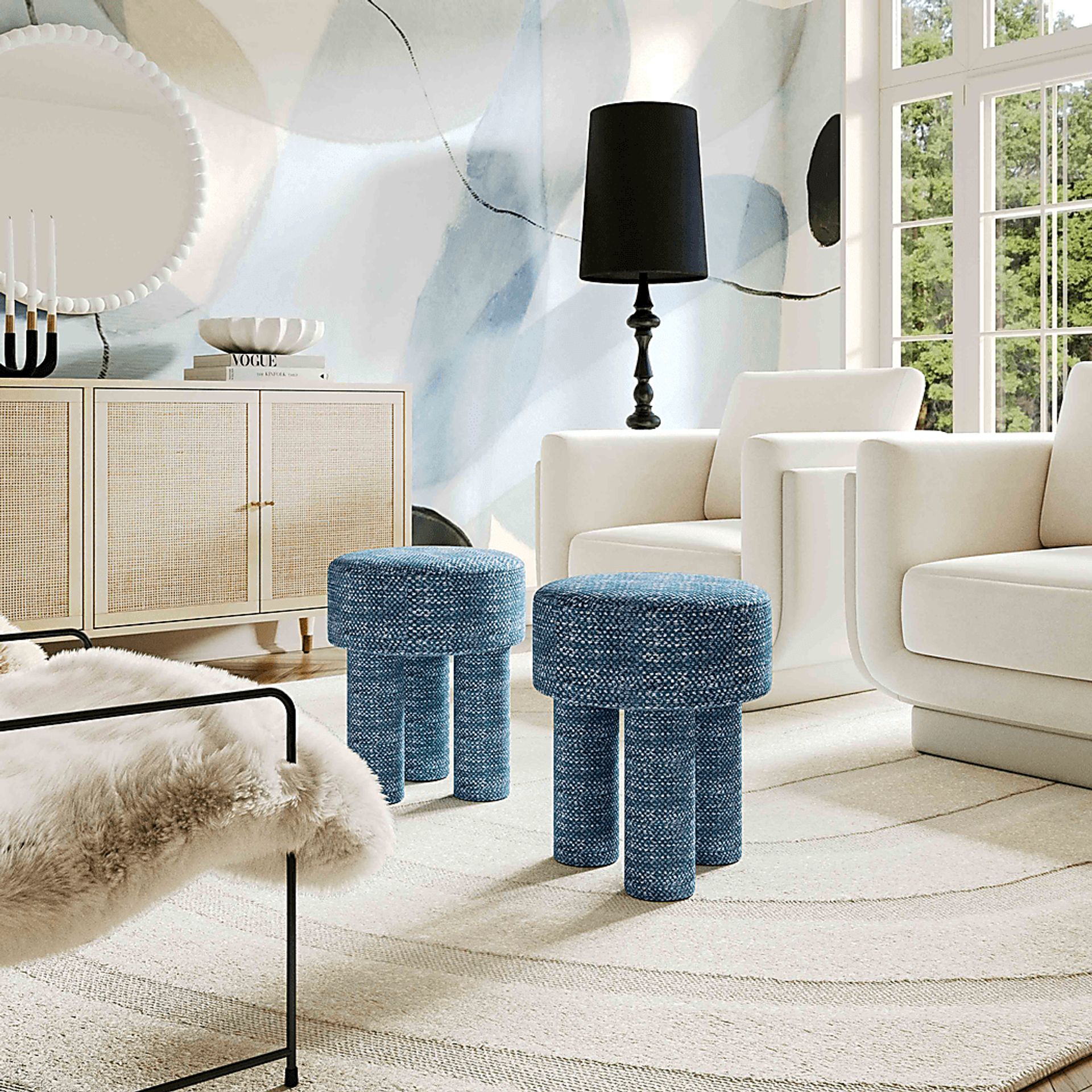 Pattyton Teal Accent Stool - Image 2
