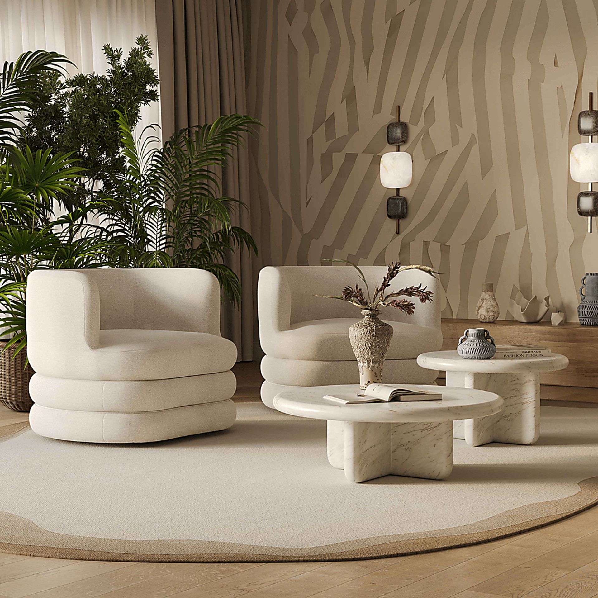 Paulo Beige Swivel Accent Chair - Image 2