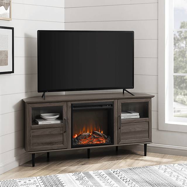 Pavona Gray 54 in. Console, With Electric Fireplace - Thumbnail - Image 2