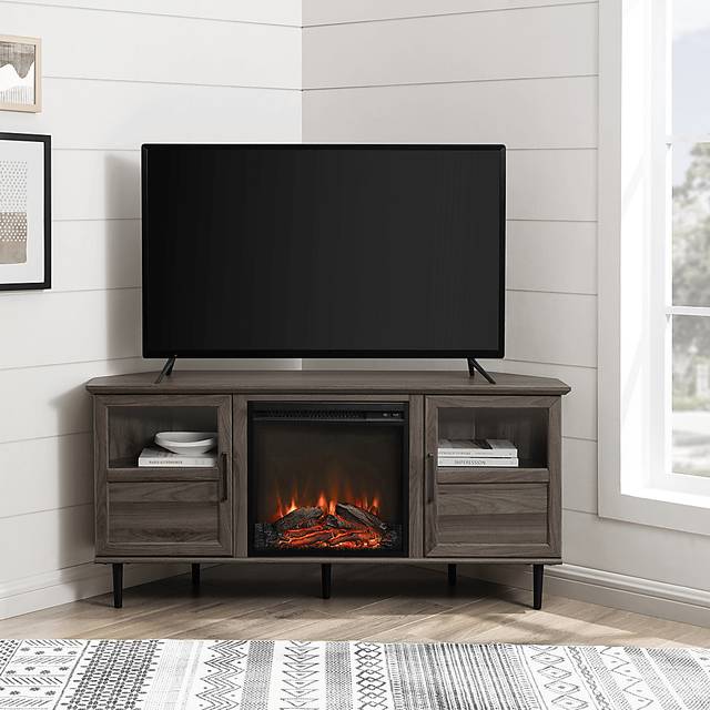Pavona Gray 54 in. Console, With Electric Fireplace - Thumbnail - Image 3