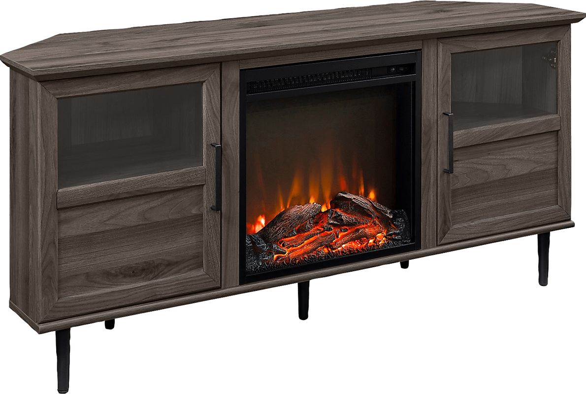 Pavona Gray 54 in. Console, With Electric Fireplace