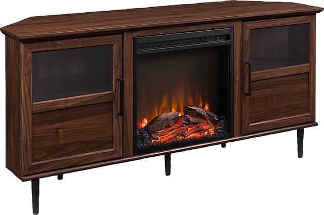 Pavona Walnut 54 in. Console, With Electric Fireplace - Thumbnail - Image 4