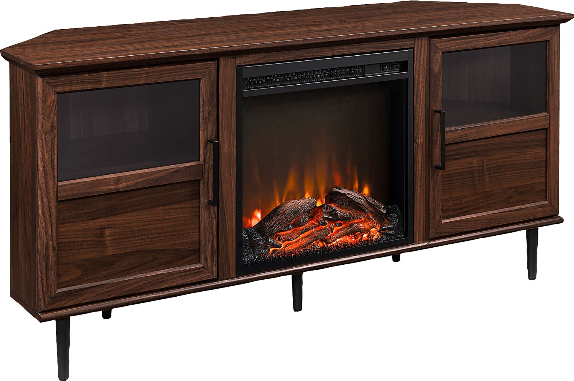 Pavona Walnut 54 in. Console, With Electric Fireplace - Image 4