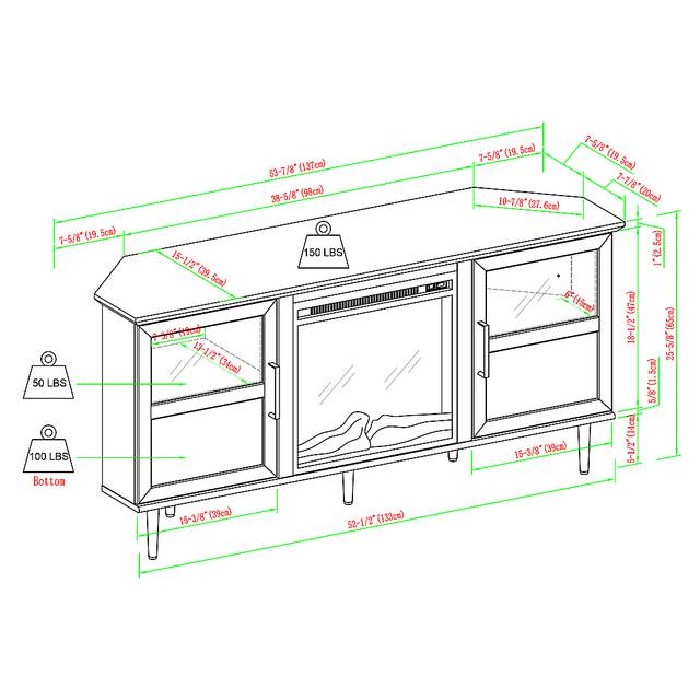 Pavona Walnut 54 in. Console, With Electric Fireplace - Thumbnail - Image 6