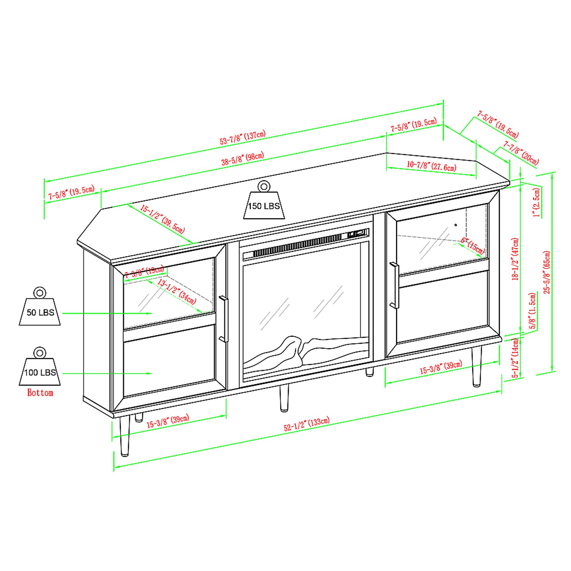 Pavona Walnut 54 in. Console, With Electric Fireplace - Image 6