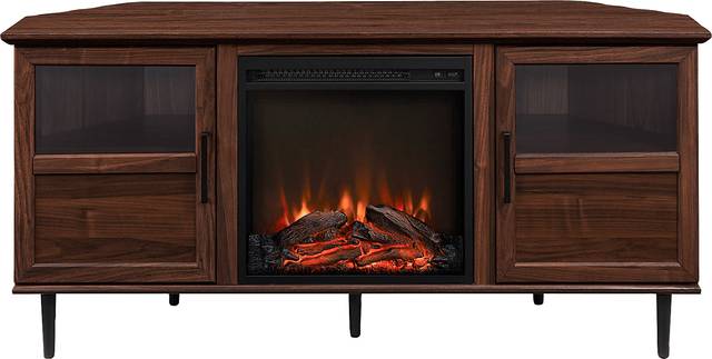 Pavona Walnut 54 in. Console, With Electric Fireplace - Thumbnail - Image 1