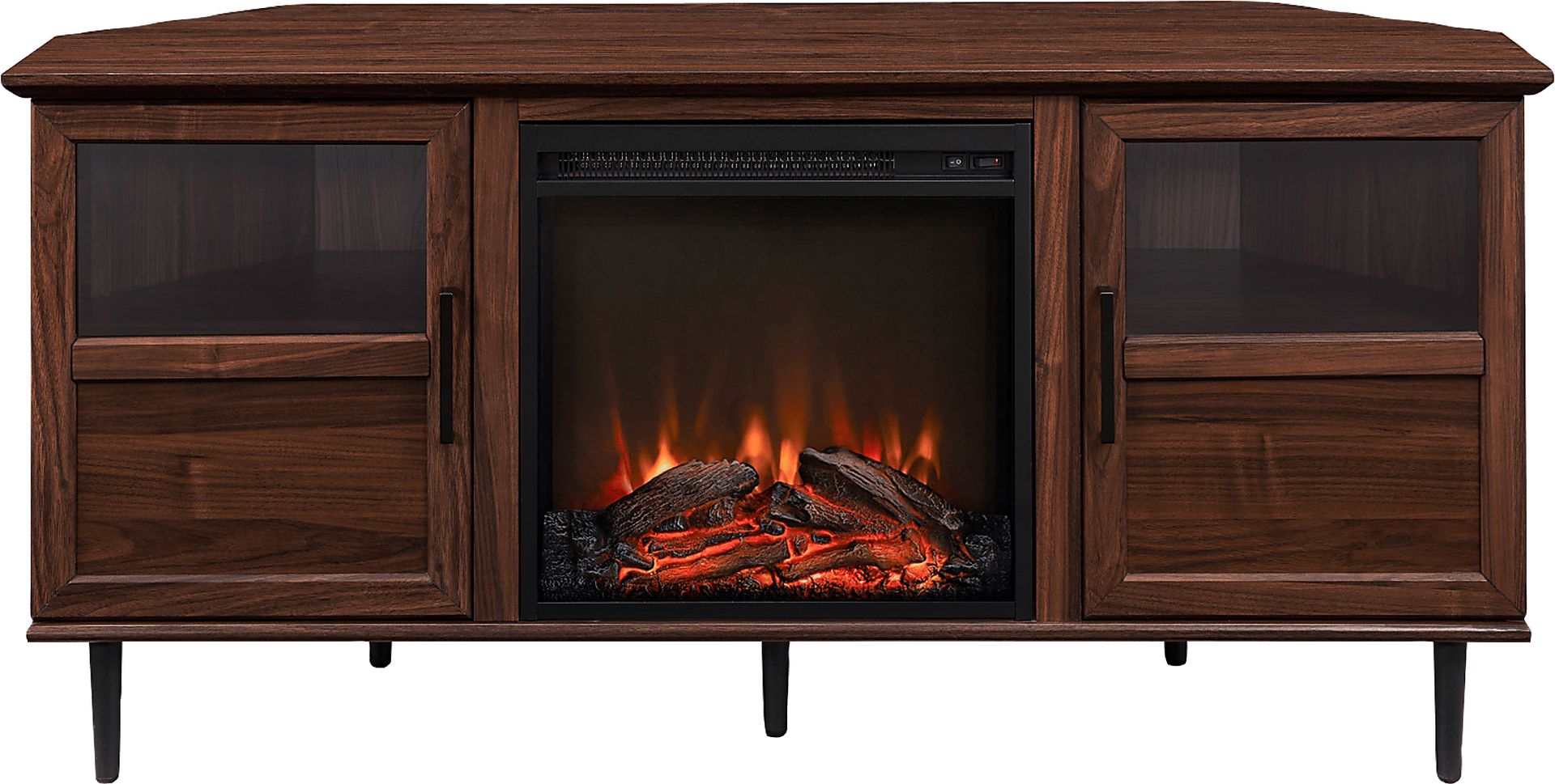 Pavona Walnut 54 in. Console, With Electric Fireplace - Image 1