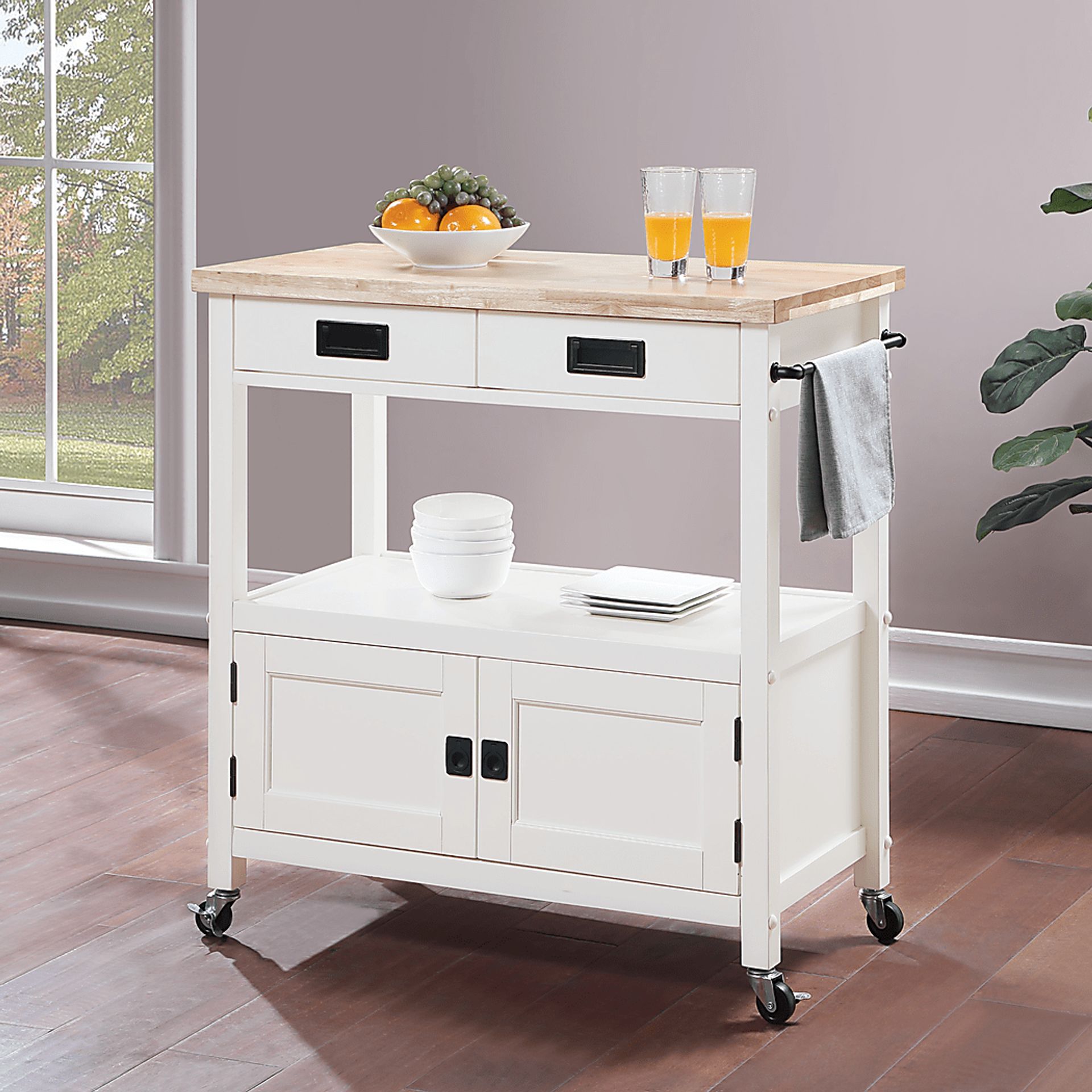 Paxt White Kitchen Cart - Image 2