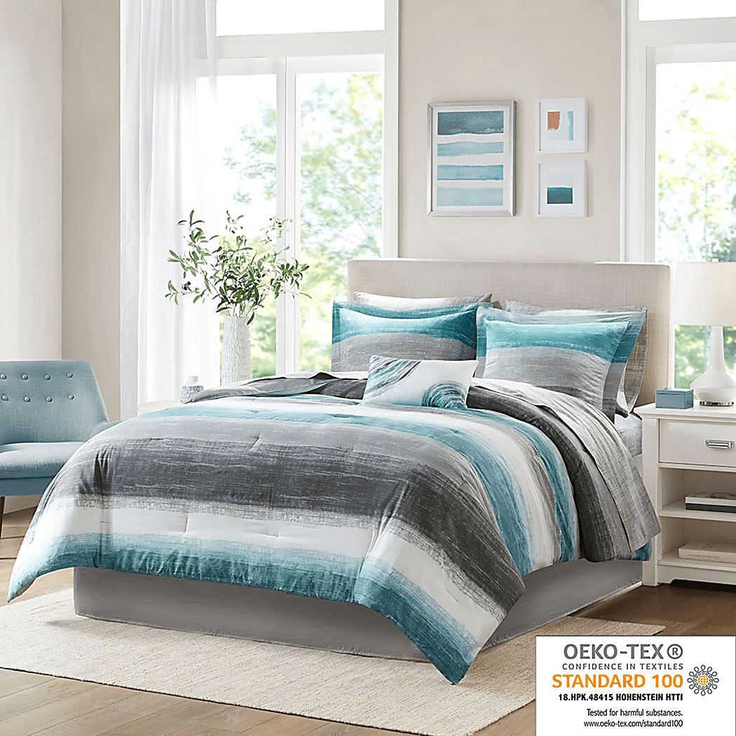 Paysee Blue 9 Pc Full Comforter Set - Thumbnail 2