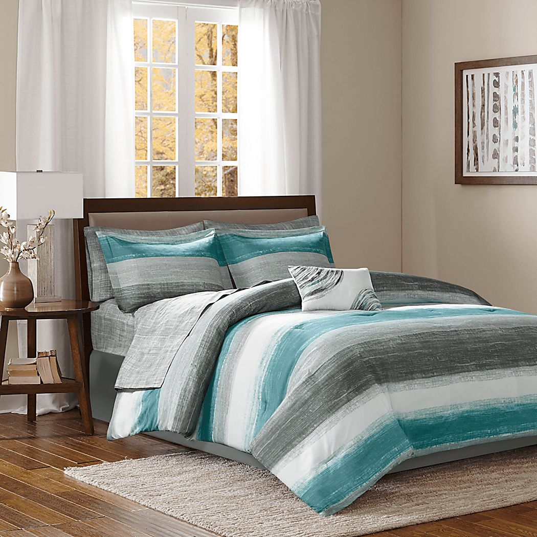 Paysee Blue 9 Pc King Comforter Set - Thumbnail 4