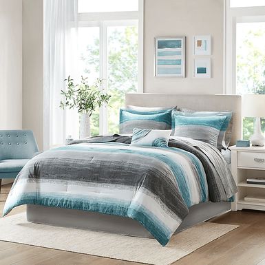 Paysee Blue 9 Pc Queen Comforter Set