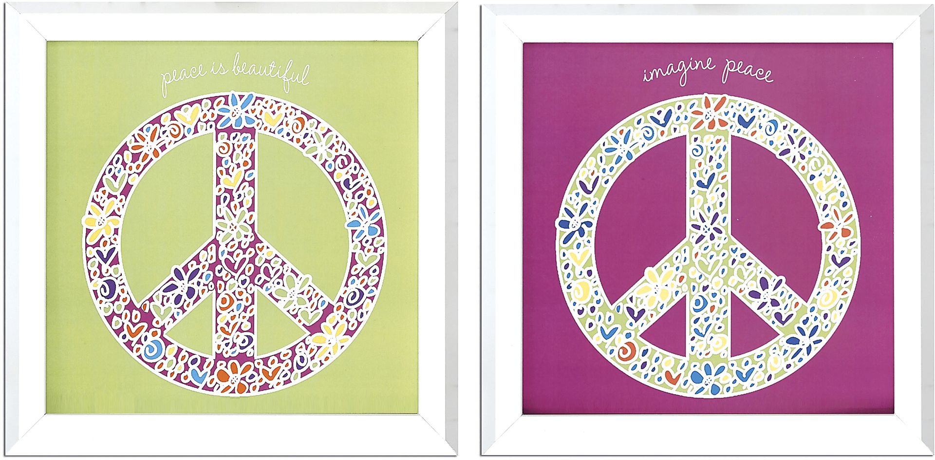 Peace is Beautiful/Imagine Peace - Set of 2 Framed Prints - Image 1