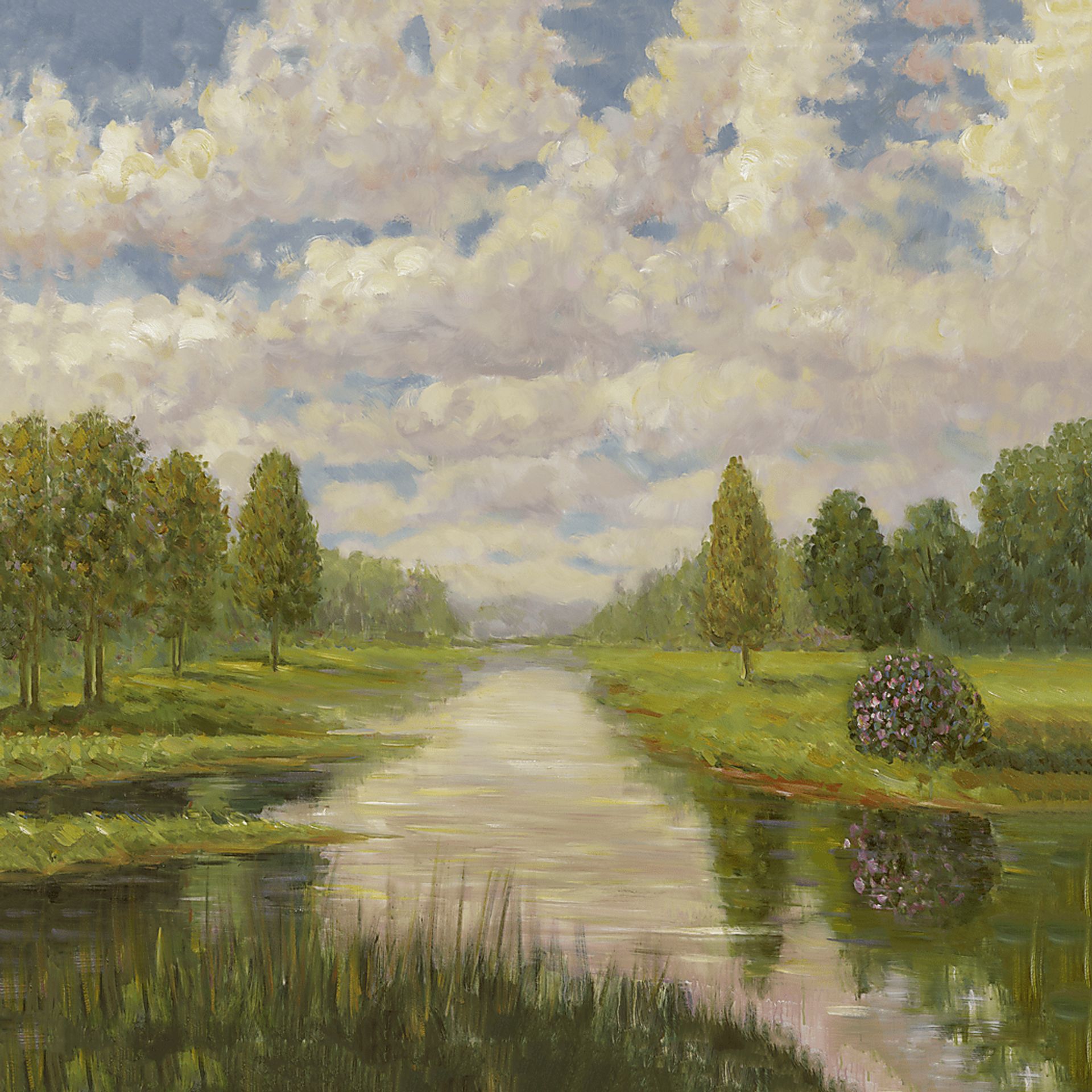 Peaceful Lake 5' Square Canvas Artwork - Image 1